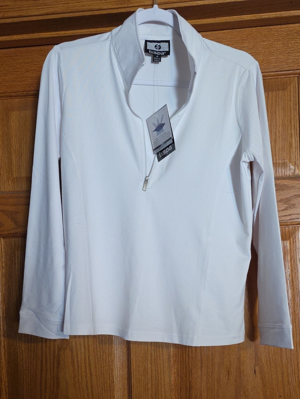 Ixspa Women's White Long-Sleeve Quarter-Zip Performance Top Size Medium